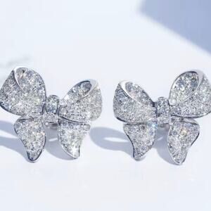Rhinestone Bow Stud Earrings